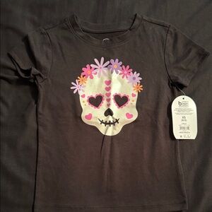 Black Sugar Skull Graphic Kids T-Shirt